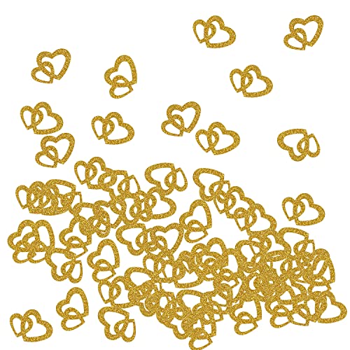 Oblique Unique® Herz Konfetti Glitzer Streu Deko für Hochzeit JGA Junggesellinnenabschied Valentinstag Geburtstag Party Tisch Deko (Gold) von Oblique Unique