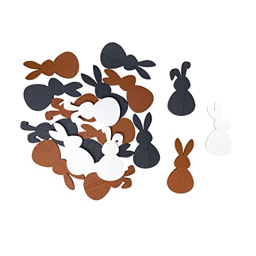 Oblique Unique® Holz Konfetti Hasen Häschen Streu Deko Tischdeko Streuteile Dekoration aus Echtholz für Ostern oder zum Basteln (Braun, Grau, Weiß) von Oblique Unique