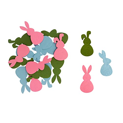 Oblique Unique® Holz Konfetti Hasen Häschen Streu Deko Tischdeko Streuteile Dekoration aus Echtholz für Ostern oder zum Basteln (Rosa, Blau, Grün) von Oblique Unique