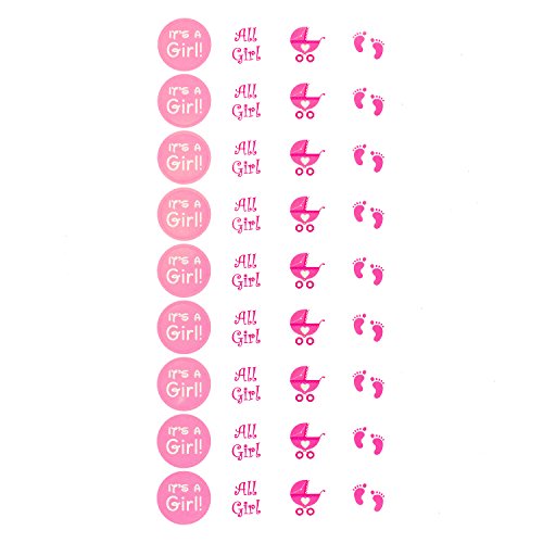 Oblique-Unique® Its a Girl Baby Shower Party Sticker Mädchen Aufkleber Pink 108 Stück Kinderwagen Füßchen von Oblique Unique