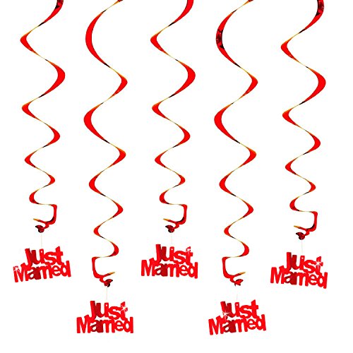 Oblique-Unique® Just Married Deckenhänger Spiral Girlanden Rot - Perfekt für die Hochzeit von Oblique-Unique