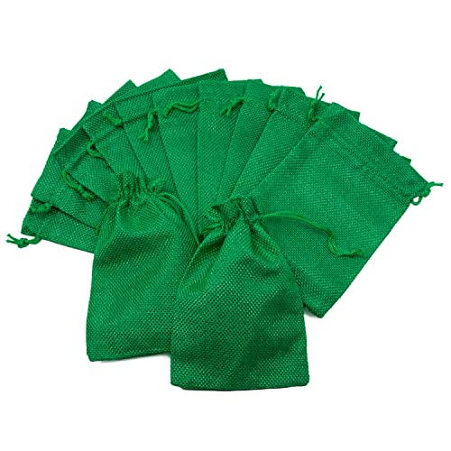 Oblique Unique® Jutebeutel mit Zugband - 12 oder 24 Stück - Jute Säckchen Beutel Stoffbeutel ca. 15x10 cm für Geschenke als Deko zu Weihnachten (Grün - 12 Stück) von Oblique Unique