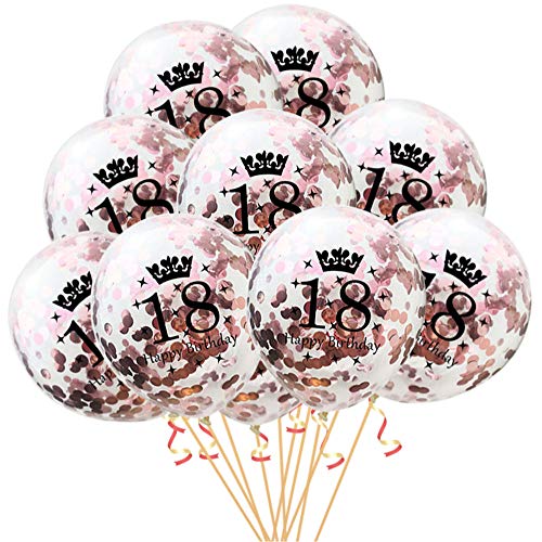 Oblique Unique® Konfetti Luftballon Set für 18. Geburtstag Feier Party Ballons 10 Stück Rosegold von Oblique Unique