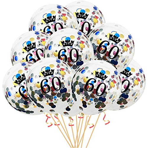 Oblique-Unique® Konfetti Luftballon Set für 60. Geburtstag Feier Party Ballons 10 Stück bunt von Oblique Unique