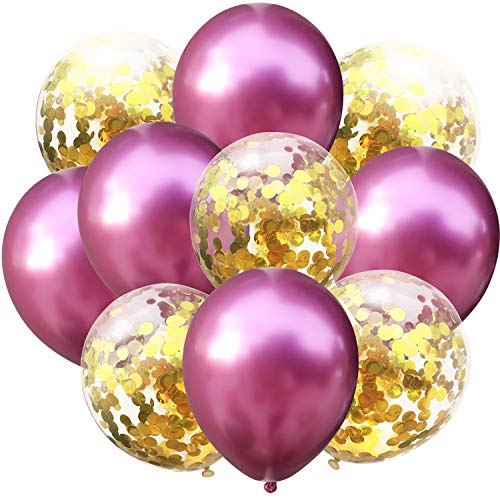 Oblique Unique® Konfetti Luftballon Set für Geburtstag Feier Jubiläum Hochzeit JGA Party Deko Ballons Pink Gold von Oblique Unique