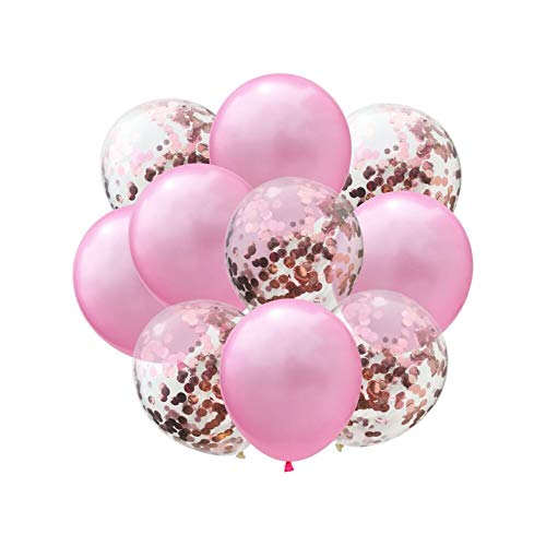 Oblique Unique® Konfetti Luftballon Set für Hochzeit JGA Geburtstag Feier Jubiläum Baby Shower Party Deko Ballons Rosa von Oblique Unique