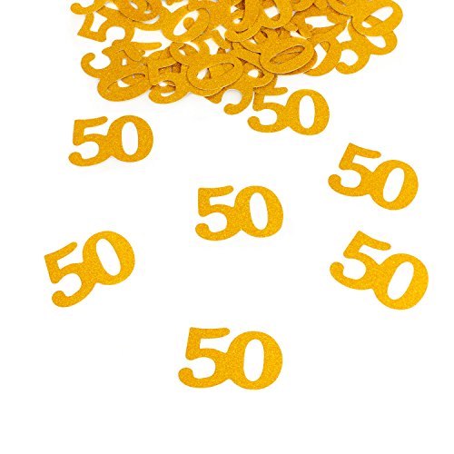 Oblique-Unique® Konfetti Zahl 50 Gold Glitzereffekt Deko Geburtstag Hochzeitstag Jubiläum - großes Konfetti - von Oblique-Unique