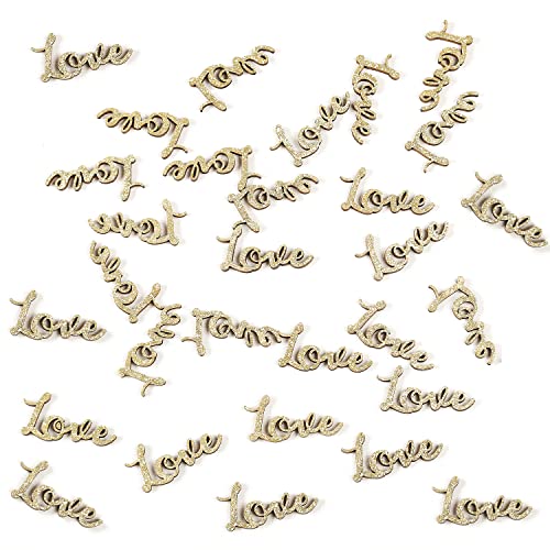 Oblique Unique® Love Konfetti Glitzer Gold Holz Streu Deko für Hochzeit JGA Valentinstag Geburtstag Feier Party Tisch Deko Liebe von Oblique Unique