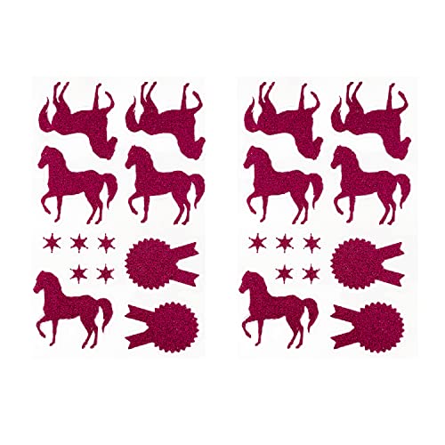 Oblique Unique® Pferde Sticker Set 24 STK. Pferd Aufkleber für Kinder Pferde Sterne Turnierschleife für Kindergeburtstag zum Spielen Basteln Scrapbooking (Pink) von Oblique Unique
