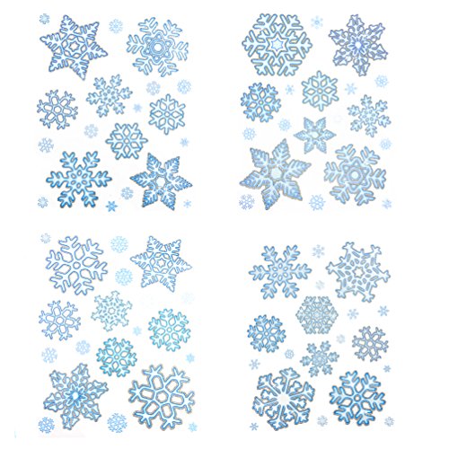 Oblique Unique® Schneeflocken Sticker 76 Stück für weihnachtliche Fenster Dekoration mit Silberglimmer - Weinachten Dekoration Schneekristalle mit Glitzereffekt von Oblique Unique