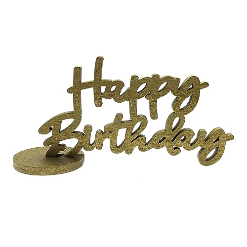 Oblique Unique® Schriftzug Happy Birthday aus Holz als Tischdeko für Geburtstag Deko Kindergeburtstag Tisch Verzierung Dekoration (Gold) von Oblique Unique