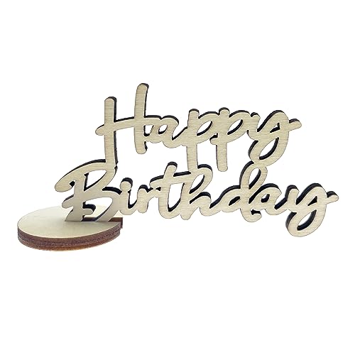 Oblique Unique® Schriftzug Happy Birthday aus Holz als Tischdeko für Geburtstag Deko Kindergeburtstag Tisch Verzierung Dekoration (Natur) von Oblique Unique