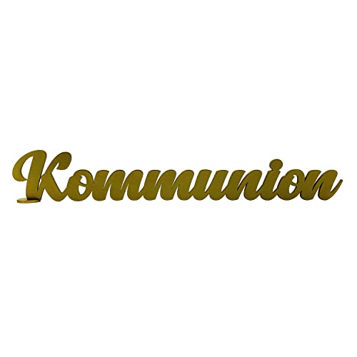 Oblique Unique® Schriftzug Kommunion oder Konfirmation aus Holz Tischdeko Deko für Kommunion Konfirmation von Junge Mädchen (Kommunion - Gold) von Oblique Unique