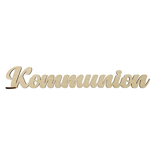 Oblique Unique® Schriftzug Kommunion oder Konfirmation aus Holz Tischdeko Deko für Kommunion Konfirmation von Junge Mädchen (Kommunion - Natur) von Oblique Unique