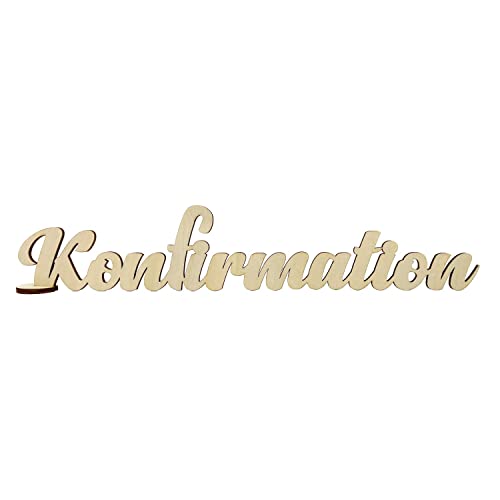 Oblique Unique® Schriftzug Kommunion oder Konfirmation aus Holz Tischdeko Deko für Kommunion Konfirmation von Junge Mädchen (Konfirmation - Natur) von Oblique Unique