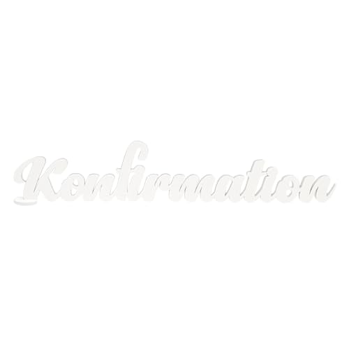 Oblique Unique® Schriftzug Kommunion oder Konfirmation aus Holz Tischdeko Deko für Kommunion Konfirmation von Junge Mädchen (Konfirmation - Weiß) von Oblique Unique