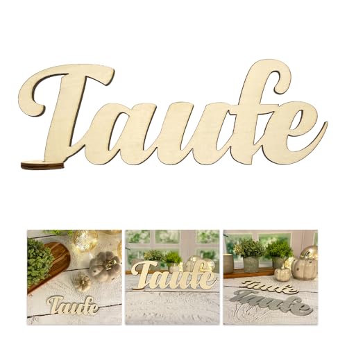 Oblique Unique® Schriftzug Taufe Holz als Tischdeko Echtholz für Taufe Deko Junge Mädchen Verzierung (Natur) von Oblique Unique