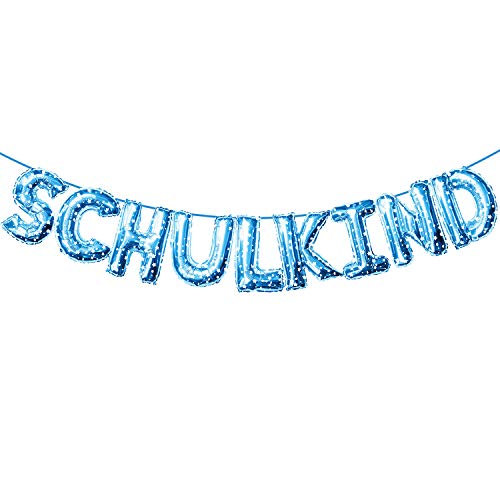 Oblique Unique® Schulkind Folien Luftballon Girlande Banner Hänge Deko für Schuleinführung Einschulung Schulanfang Schulstart Dekoration Schule Mädchen Jungen (Blau mit Sternen) von Oblique Unique