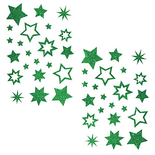 Oblique-Unique® Stern Sticker Aufkleber Grün Glitzernde Funkelnde Sterne Mix - selbstklebend von Oblique Unique