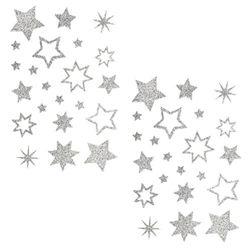 Oblique-Unique® Stern Sticker Aufkleber Silber Glitzernde Funkelnde Sterne Mix - selbstklebend von Oblique-Unique