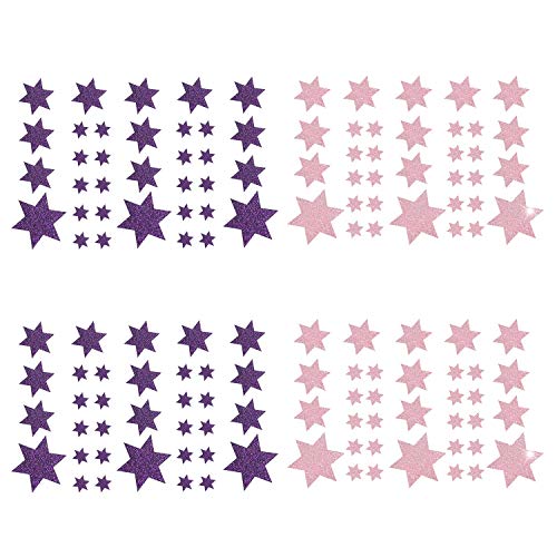 Oblique Unique® Stern Sticker Set 136 Stück selbstklebende glitzernde Sterne Aufkleber Deko Weihnachten Basteln Scrapbooking Mädchen Lila Rosa von Oblique Unique