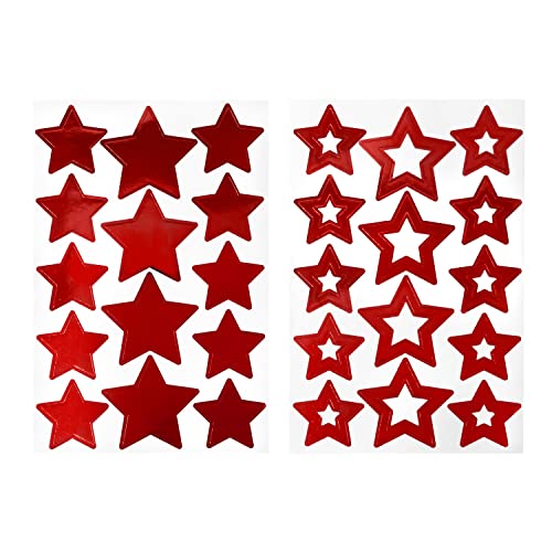 Oblique Unique® Sterne Sticker Set 28 STK. Stern Aufkleber für Weihnachten zum Dekorieren Spielen Basteln Scrapbooking als Geschenkdeko Weihnachtsdeko (Rot) von Oblique Unique