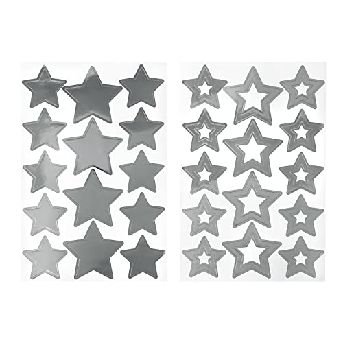 Oblique Unique® Sterne Sticker Set 28 STK. Stern Aufkleber für Weihnachten zum Dekorieren Spielen Basteln Scrapbooking als Geschenkdeko Weihnachtsdeko (Silber) von Oblique Unique