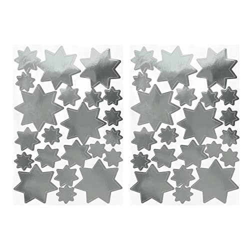 Oblique Unique® Sterne Sticker Set 44 STK. Stern Aufkleber für Weihnachten zum Dekorieren Spielen Basteln Scrapbooking als Geschenkdeko Weihnachtsdeko (Silber) von Oblique Unique