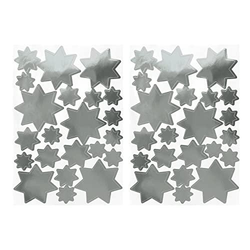 Oblique Unique® Sterne Sticker Set 44 Stk. Stern Aufkleber für Weihnachten zum Dekorieren Spielen Basteln Scrapbooking als Geschenkdeko Weihnachtsdeko (Silber) von Oblique Unique
