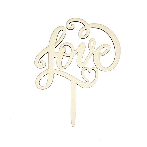 Oblique Unique® Torten Kuchen Topper Aufsatz - Love - Holz Dekoration für Hochzeit JGA Junggesellinnenabschied Deko von Oblique Unique