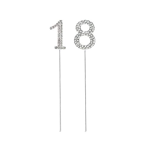 Oblique Unique® Torten Kuchen Topper Aufsatz Zahl 1 3 8 18 30 Geburtstag Jubiläum Deko Muffin Cupcake Dekoration Silber - Zahl wählbar (Silber - Zahl 18) von Oblique Unique