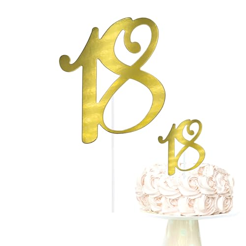 Oblique Unique® Torten Kuchen Topper mit Zahl Gold Aufsatz für Geburtstag Jubiläum Deko Muffin Cupcake Dekoration (Zahl 18) von Oblique Unique