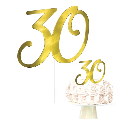 Oblique Unique® Torten Kuchen Topper mit Zahl Gold Aufsatz für Geburtstag Jubiläum Deko Muffin Cupcake Dekoration (Zahl 30) von Oblique Unique