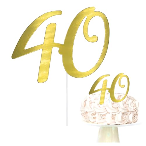 Oblique Unique® Torten Kuchen Topper mit Zahl Gold Aufsatz für Geburtstag Jubiläum Deko Muffin Cupcake Dekoration (Zahl 40) von Oblique Unique