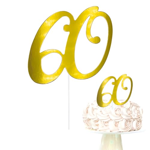 Oblique Unique® Torten Kuchen Topper mit Zahl Gold Aufsatz für Geburtstag Jubiläum Deko Muffin Cupcake Dekoration (Zahl 60) von Oblique Unique