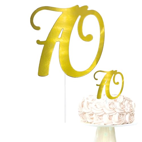 Oblique Unique® Torten Kuchen Topper mit Zahl Gold Aufsatz für Geburtstag Jubiläum Deko Muffin Cupcake Dekoration (Zahl 70) von Oblique Unique