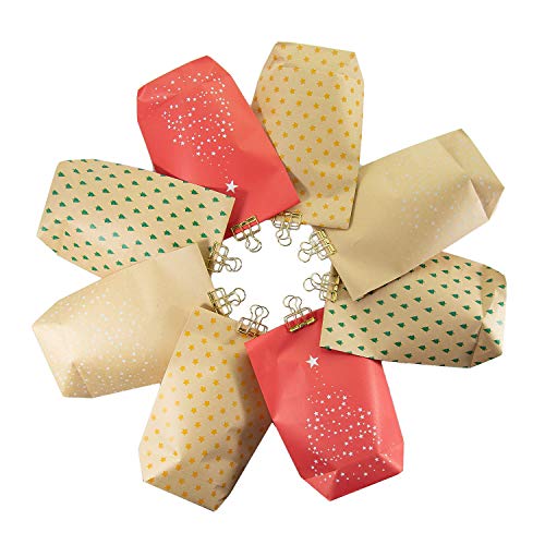 Oblique Unique® Weihnachts Geschenktüten 8 STK. Papiertüten für Weihnachten Xmas Tannenbaum und Stern Motiven von Oblique Unique