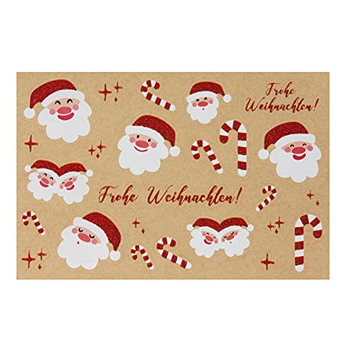 Oblique Unique® Weihnachtsmann Aufkleber Frohe Weihnachten Sticker mit rotem Glitzer Weihnachtsdekoration Scrapbooking Basteln von Oblique Unique