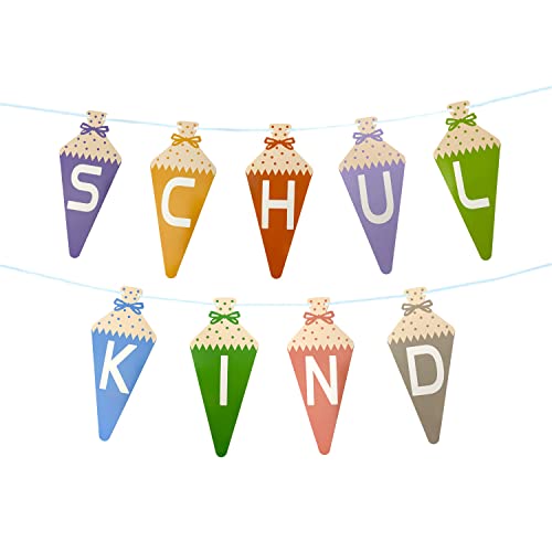 Oblique Unique Zuckertüten Schulkind Girlande Hänge Deko Banner für Schuleinführung Einschulung Schulanfang Dekoration Schule Jungs Mädchen bunt von Oblique Unique