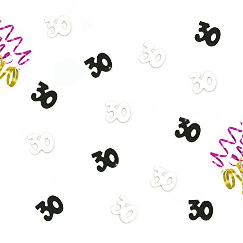 Oblique-Unique® Zum 30. Geburtstag Silber und Schwarzes Tisch Konfetti mit Spiegeleffekt - über 800 Stück von Oblique-Unique