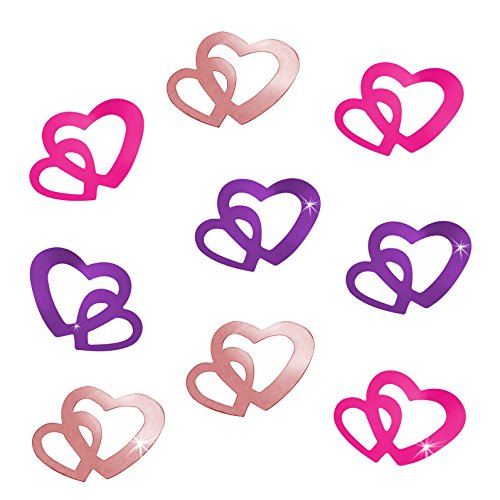 Oblique Unique®100 STK Deko Doppel Herzen im Farbmix Pink, Lila und Rosa Streuteile Scrapbooking Tischdeko Streudeko Hochzeit von Oblique Unique