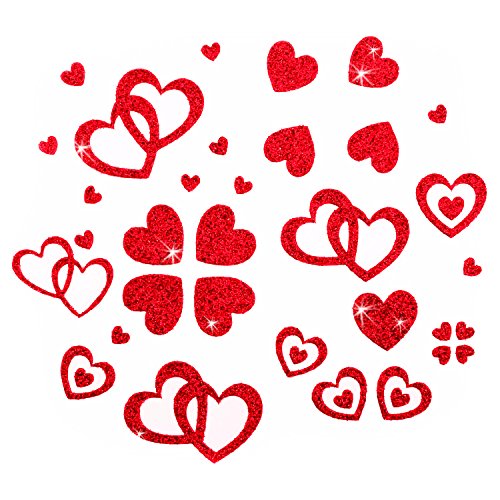 Oblique Unique 100 Stück Herzen Sticker in Rot, Gold oder Silber - Glitter Glitzernde Herzen (Rot) von Oblique Unique