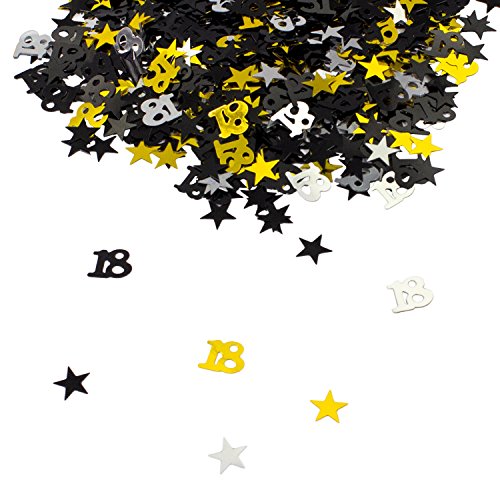Oblique Unique® 18. Geburtstag Jubiläum Konfetti Gold Silber Schwarz Sterne Tisch Deko 500 Stück Oblique Unique® 18. Geburtstag Jubiläum Konfetti Gold Silber Schwarz Sterne Tisch Deko 500 Stück von Oblique Unique