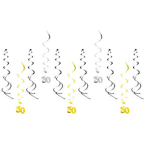 Oblique-Unique® 30. Geburtstag Wirbel Spiral Deckenhänger Girlande Set mit Spiegeleffekt Geburtstag Deko Gold Silber Schwarz Oblique-Unique® 30. Geburtstag Wirbel Spiral Deckenhänger Girlande Set mit Spiegeleffekt Geburtstag Deko Gold Silber Schwarz von Oblique-Unique