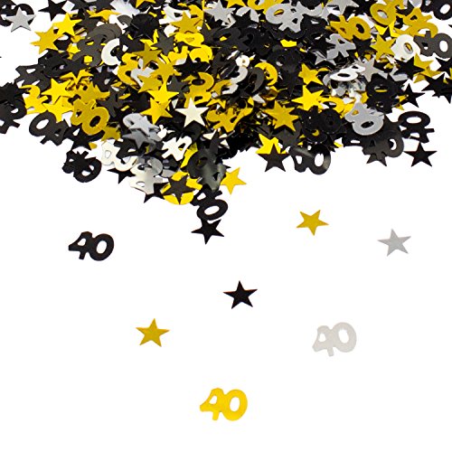 Oblique-Unique® 40. Geburtstag Jubiläum Konfetti Gold Silber Schwarz Sterne Tisch Deko 500 Stück von Oblique Unique