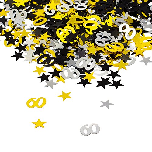 Oblique Unique® 60. Geburtstag Jubiläum Konfetti Gold Silber Schwarz Sterne Tisch Deko 500 Stück Oblique Unique® 60. Geburtstag Jubiläum Konfetti Gold Silber Schwarz Sterne Tisch Deko 500 Stück von Oblique Unique