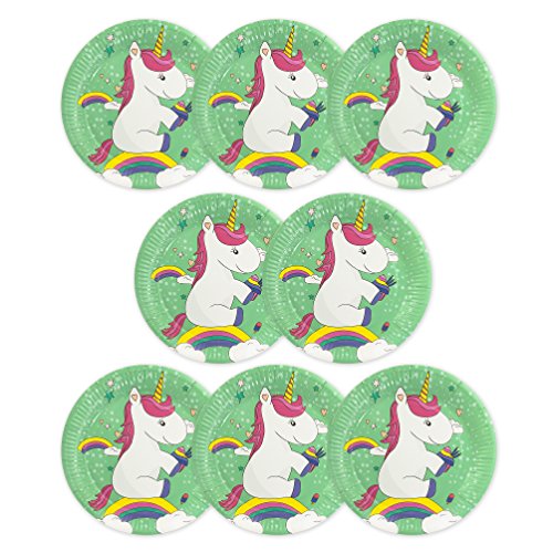 Oblique-Unique® 8X Einhorn Party Pappteller Papierteller Kinder Geburtstag Feier Mädchen Unicorn Mottoparty Tischdeko von Oblique Unique