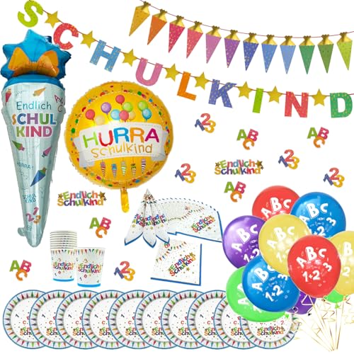 Oblique Unique Einschulung Deko Set für Jungen und Mädchen zur Schuleinführung mit Folienballons Girlanden Servietten Becher Teller Luftballons und Konfetti Oblique Unique Einschulung Deko Set für Jungen und Mädchen zur Schuleinführung mit Folienballons Girlanden Servietten Becher Teller Luftballons und Konfetti von Oblique Unique