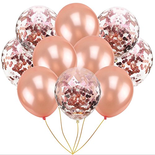 Oblique-Unique® Konfetti Luftballon Set für Geburtstag Feier Jubiläum Hochzeit JGA Party Ballons Champagner Transparent von Oblique Unique