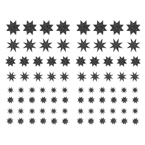 Oblique Unique Stern Sticker Set 84 Stk. Schwarz Glitzer 8 zackig Sterne Aufkleber für Weihnachten zum Dekorieren Spielen Basteln Scrapbooking Oblique Unique Stern Sticker Set 84 Stk. Schwarz Glitzer 8 zackig Sterne Aufkleber für Weihnachten zum Dekorieren Spielen Basteln Scrapbooking von Oblique Unique